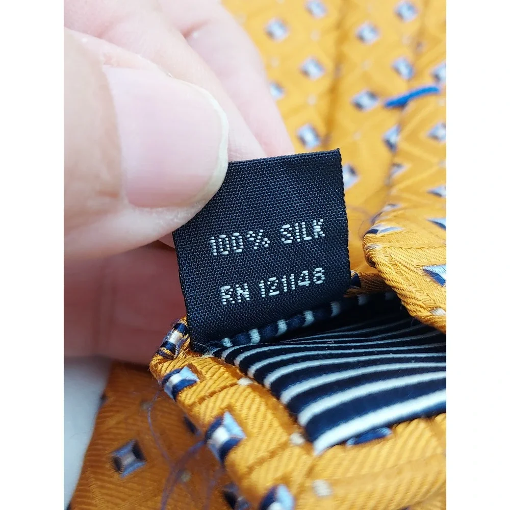 Nautica Mens Orange Geometric Diamond Silk Necktie RN 121148